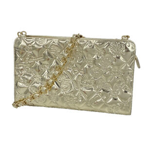 CHANEL Gold Leather Shoulder Bag